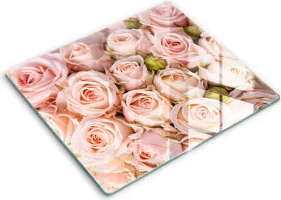 Zdjęcie produktu dla Deska kuchenna – 60 cm x 52 cm - Szklana deska do krojenia - Szkło hartowane – Antypoślizgowa - Bukiet Delikatne Róże