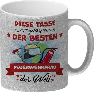 Produktbild von Beste Feuerwehrfrau der Welt Glitzer-Kaffeebecher