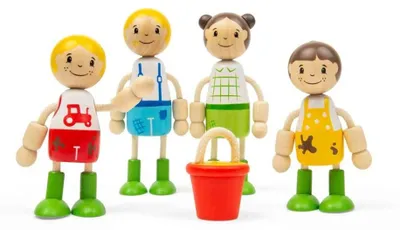 Immagine prodotto di Tidlo: Set di bambole in legno per la casa delle bambole, famiglia di contadini