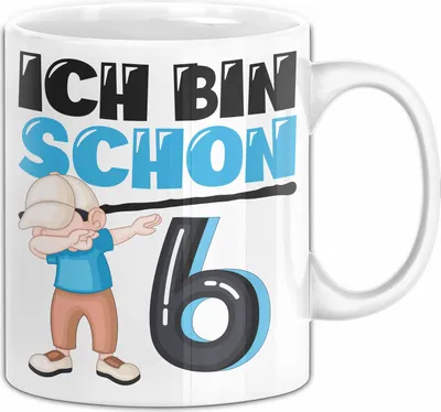 Produktbild von 6. Geburtstag Geschenk Tasse Becher Jungs Dab Geburtstagsgeschenk Ich Bin Schon 6 (Weiß)