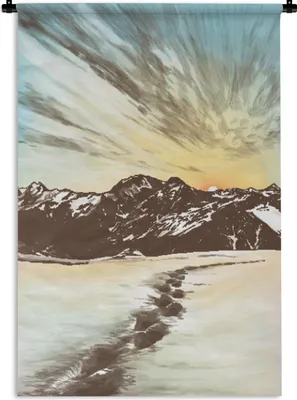 Produktbild von MuchoWow® Wandteppich Wandbehang Berg - Strand - Meer 90x135 cm Tapisserie Dekoration Wandtuch - Baumwolle - Wandskulptur
