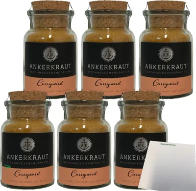 Produktbild von Ankerkraut Currywurst Gewürzmischung 6er Pack (6x90g Glas) + usy Block