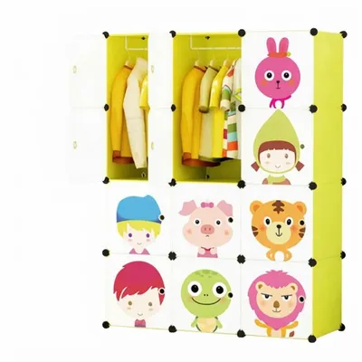 Image de Armoire modulaire pour enfants, verte, armoire à jouets pliable