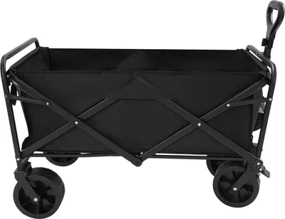 Immagine prodotto di Carrello da giardino pieghevole - Carrello di trasporto - Con tasche portaoggetti - 4 ruote con profilo antiscivolo - Capacità di carico: 115 kg - Dimensioni: 89,5 x 51 cm