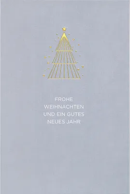 Produktbild von Weihnachten Simply Gold unverpackte Weihnachtskarten mit Briefumschlag Tannenbaum Stern in Goldfolie