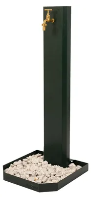 Immagine prodotto di Fontana da Giardino Design a Colonna Ovale Rubinetto in Ottone e Base con Ciottoli Verde