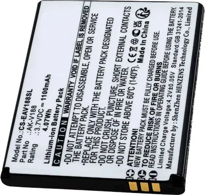 Produktbild von Akku für Emporia AK-V188 Li-Ion 3,7 Volt 1000 mAh schwarz.