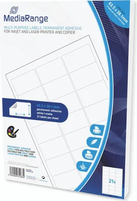 Image de MediaRange Etiketten 63,5x38,1mm 1050 St. stark haftend weiß