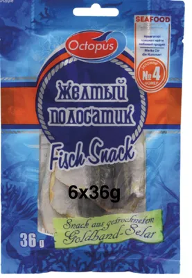 Produktbild von Goldband Selar (6 x 36g Pack) - natürlicher Snack getrocknet Octopus
