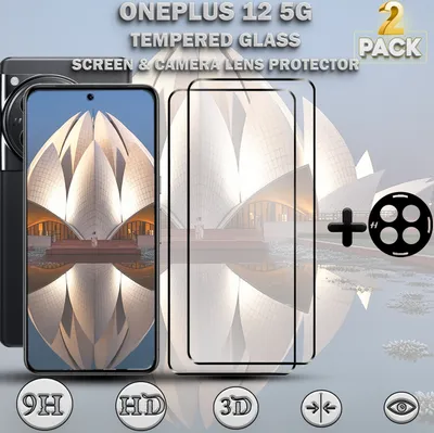 Zdjęcie produktu dla 2-pak ochraniaczy ekranu ONEPLUS 12 5G i 1-pak ochraniaczy soczewek ze szkła hartowanego 9H