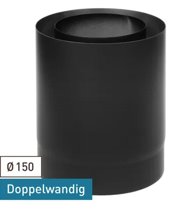 Produktbild von Raik Coltherm Längenelement 150mm schwarz doppelwandig L: 250mm für Rauchrohr / Ofenrohr