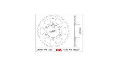 Produktbild von RK Kettenrad "6028" 530, Stahl, silber 42 Zähne