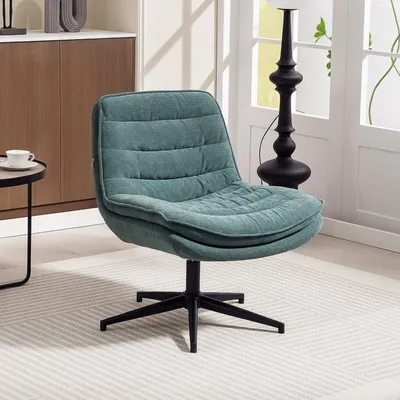 Productafbeelding van okwish Verstelbare bureaustoel, loungestoel zonder armleuningen, relaxfauteuil met brede zitting, loungestoel met U-vormige zitting, donkergroen