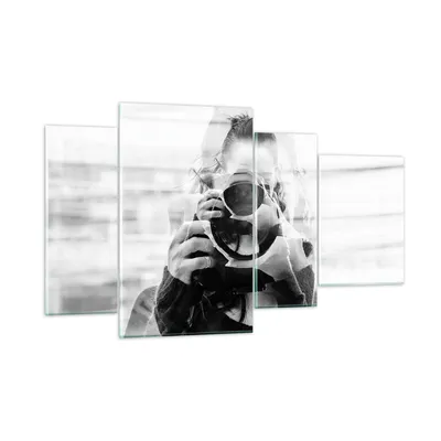 Produktbild von Bilder auf glas - 4 Teile - Fotograf Schwarzweiß Doppel - 120x70cm - Glasbilder - Wandbilder - Bilder - Wanddekoration aus Glas - Glas Bilder - Wandbild auf Glas - GDL120x70-4586