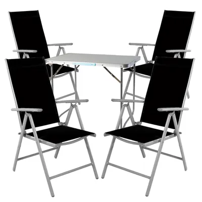 Image de set de meubles de camping 5 pièces en aluminium textilène noir