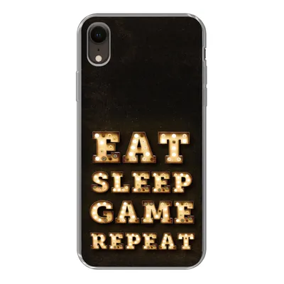 Produktbild von MuchoWow® Handyhülle Schutzhülle Hülle für iPhone XR Spiele - Spiele - Zitate - Sprichwörter - Eat sleep game repeat Silikon Softcase Handy Hülle - Schutzdeckel