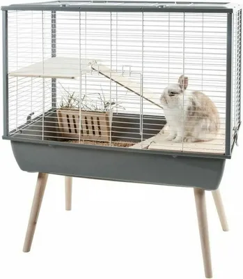 A rabbit cage on a white background.