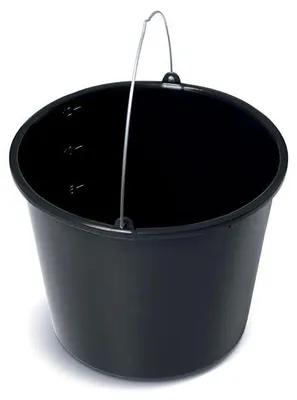Produktbild von BirnePower Baueimer 20L (20er-Set), Mörteleimer Schwarz mit Skala, Metallbügel, Maurerkübel, Putzeimer, Betoneimer, PE Kunststoff, Wassereimer