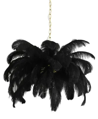 Produktbild von Light & Living - Hängeleuchte Feather - Schwarz - Ø80cm Hängelampe - Esstischlampe - Wohnzimmerlampe - Schlafzimmerlampe - Wohnzimmer