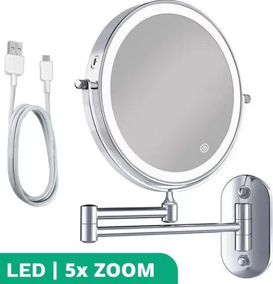 Produktbild von Mirlux Make-up-Spiegel mit LED-Beleuchtung - 5fache Vergrößerung - Rasierspiegel