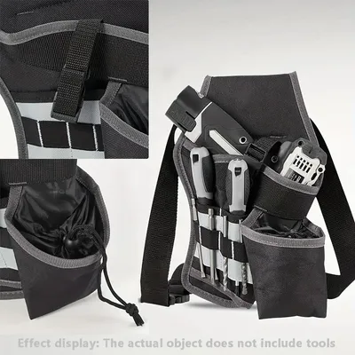 Produktbild von Werkzeugtasche Handwerker Umhängetasche – Tasche für Bohrmaschine, Hammer, Schraubenzieher & Zubehör – robuste Arbeitstasche