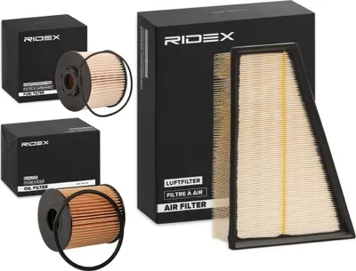 Produktbild von RIDEX Filterset Inspektionspaket Filtersatz für VW GOLF VI (5K1) für FORD Fiesta Mk6 Schrägheck (JA8, JR8) Kuga Mk2 (DM2) MONDEO IV Turnier (BA7)