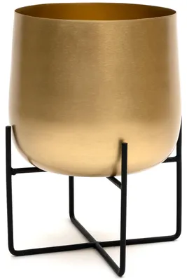 Immagine prodotto di Supporto per piante con vaso, grande, in metallo, color oro e nero, per interni