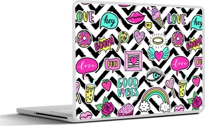 Produktbild von MuchoWow® Laptop Aufkleber Sticker Cover Muster - Vektor - Aufkleber - Jahre 80er Jahre 30x21 cm - Sticker für Laptop - Selbstklebend