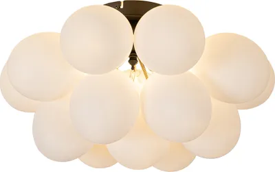 Produktbild von QAZQA - Design Art-Deco-Deckenleuchte I Deckenlampe I Lampe I Leuchte schwarz mit Opalglas 4-flammig – Uvas I Wohnzimmer I Schlafzimmer - Kugel I Kugelförmig - LED geeignet G9