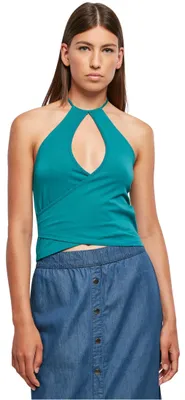 Productafbeelding van Urban Classics dames top, model "Ladies Short Wraped Neckholder", watergroen, maat 5XL