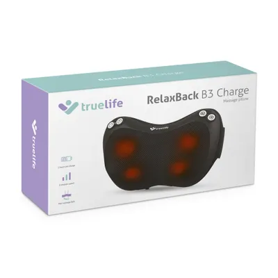 Produktbild von TrueLife RelaxBack B3 Charge – Poduszka masująca z akumulatorem i funkcją podgrzewania, która imituje masaż Shiatsu, z 3 poziomami prędkości