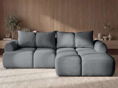 Produktbild von GrainGold Ecksofa L-Form Rechts Boono - Ecksofa mit Schlaffunktion und Bettkasten - Moderne Ecksofa, Wohnzimmer Ecksofa - Eckcouch Dunkelgrau (Komodo 21)