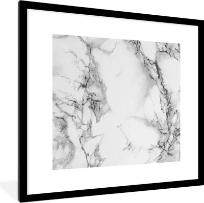 Produktbild von MuchoWow® Gerahmtes Poster Marmor - Stein - Weiß - Grau - Schwarz - Marmoroptik 40x40 cm - Poster mit Schwarzem Bilderrahmen Wandposter Rahmen Foto Bilder - Poster - Plakat im Rahmen