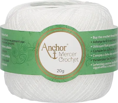 Obrázok produktu pre Anchor Mercer Crochet 80tkt 07901 Háčkovacia priadza