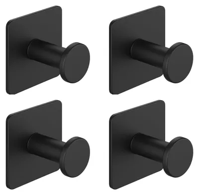 Immagine prodotto di Set di 4 ganci autoadesivi neri per asciugamani