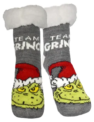 Produktbild von The Grinch Hüttensocken Team Grinch - Haussocken für Damen Kuschelsocken Flauschige Wintersocken warme Frauen Socken Grau 39-42