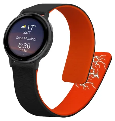 Produktbild von kwmobile Ersatzarmband kompatibel mit Garmin vivoactive 5 / active 5 Armband - Fitnesstracker Silikon Band mit Magnetverschluss Schwarz Orange