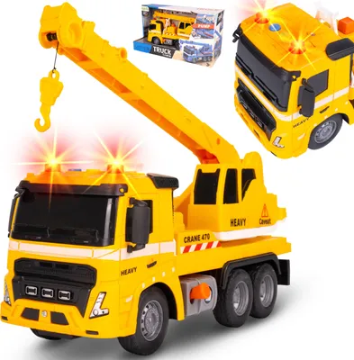 Immagine prodotto di Malplay Camion Gru Interattivo Auto Gancio Mobile Gru a rotazione 1:16 Regalo Giallo da 3 anni