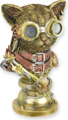 Produktbild von Steampunk Büste einer Katze aus Kunstharz Replikat Retro Design Dekoration