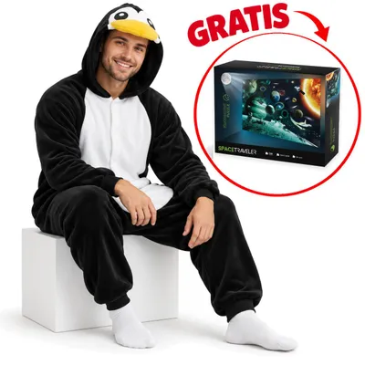 Image de Pyjama combinaison Kigurumi costume pour adultes Pingouin XXXL: 195-205 cm + Puzzle fluorescent 1000 pièces