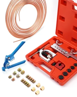 Produktbild von Omgoods – Bremsschlauch-Set mit Biegewerkzeug – 7,6 m, Ø 4,75 mm, Stahl, mit Anschlüssen