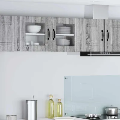 Produktbild von vidaXL Wandglas-Schrank PORTO Graues Sonoma 40 x 31 x 40 cm