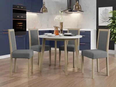 Obrázok produktu pre Zostava 4+1 do jedálne SALUSIA 1 - biela / dub sonoma / šedá