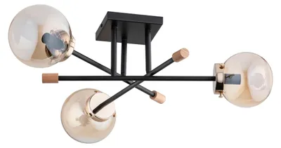 Zdjęcie produktu dla Lampa sufitowa TRANSFER czarno-złoto-bursztynowa 3xE14x10W metal wym:21x70x70cm IP20 Alfa