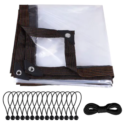 Image de Bâche transparente à œillets, 2 x 3 m, transparente, imperméable, couverture de terrasse, couverture de jardin, bâche résistante aux intempéries, protection contre la pluie en extérieur, pour les meubles de jardin, les plantes, le toit d'un enclos pour animaux