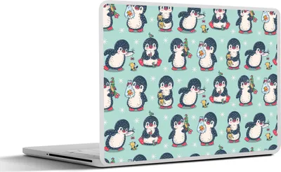 Produktbild von MuchoWow® Laptop Aufkleber Sticker Cover Tiere - Muster - Pinguin 30x22 cm - Laptop-Sticker