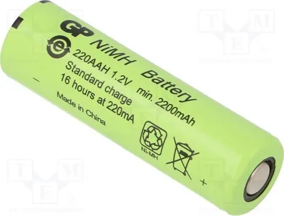 Image de 1 pile : Ni-MH, diamètre 14,5 x 49,5 mm, 220 AAH-B, type AA, 1,2 V, 2200 mAh