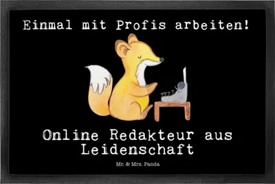 Produktbild von Mr. & Mrs. Panda Schmutzfangmatte Online Redakteur Leidenschaft 50 x 75 cm - Schwarz - Geschenk, Schmutzmatte, Fussmatte, Fußabstreifer, Sauberlaufmatte, fußmatte
