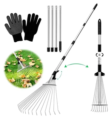 Produktbild von Verstellbarer Laubrechen mit Stiel 207 cm