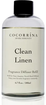Productafbeelding van Ruimtedoos "Clean Linen" navulling, 200 ml, met 8 geurstaafjes. Langdurige geur, met essentiële oliën